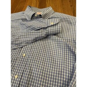 Brooks Brothers Men's Traditional Fit Shirt Blue Gingham Plaid Size 17.5 33